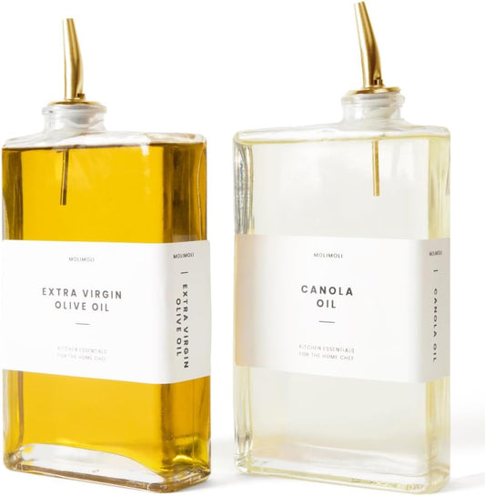 Molimoli Ölspender für die Küche - Automatischer Glas-Ölflaschenspender mit genauer Dosierung